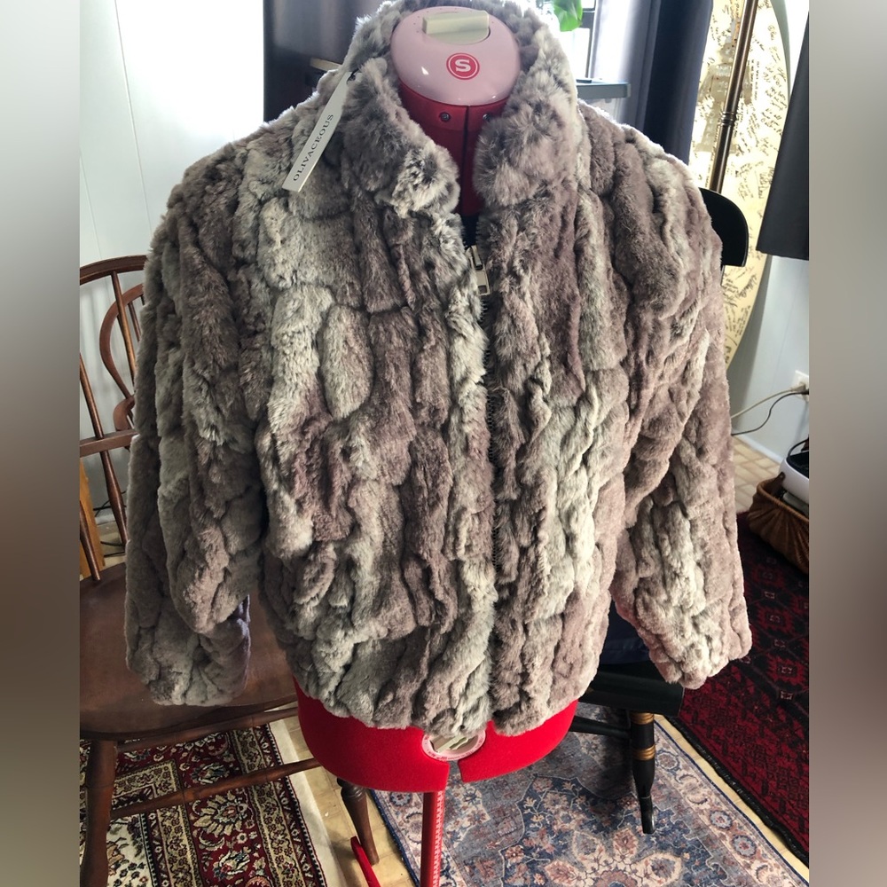Faux fur Jacket NWT - Feels like real fur but cruelty free! I’m a size 4. Soft!!
